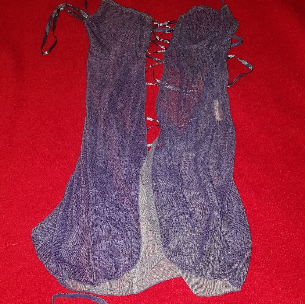 Sexy Denim Looking Flyaway Babydoll w/ Thong 826 - Picture 3 of 6